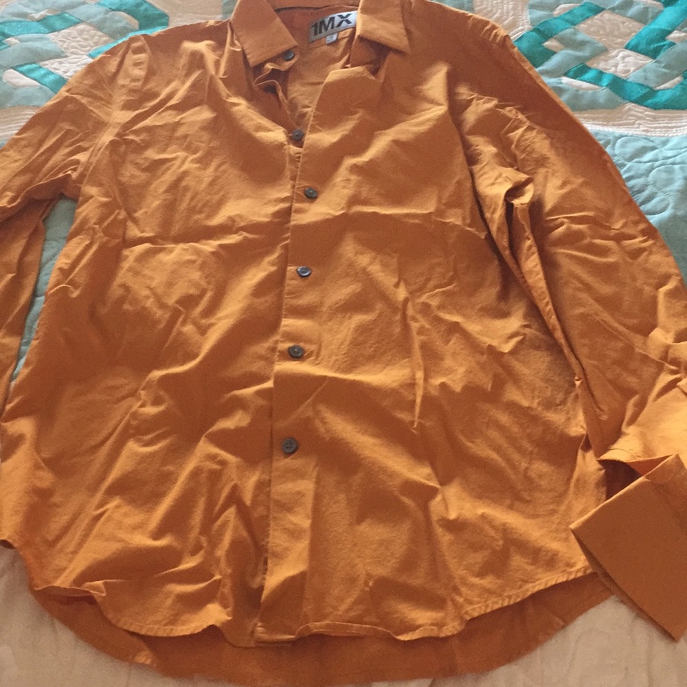Express men’s medium 15-15.5 fitted orange button